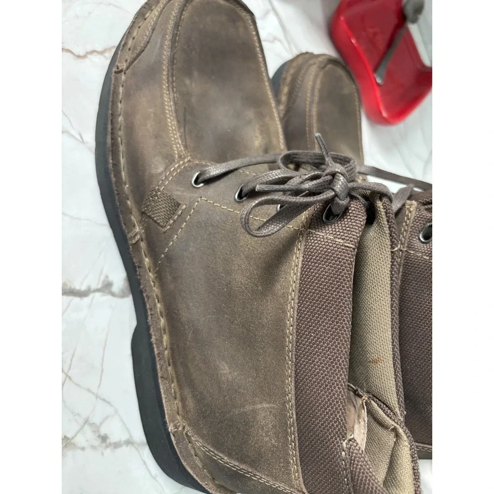 Clarks Mens 86233 Brown Leather Chukka Boots Moc Toe Lace Up Ankle 9.5M